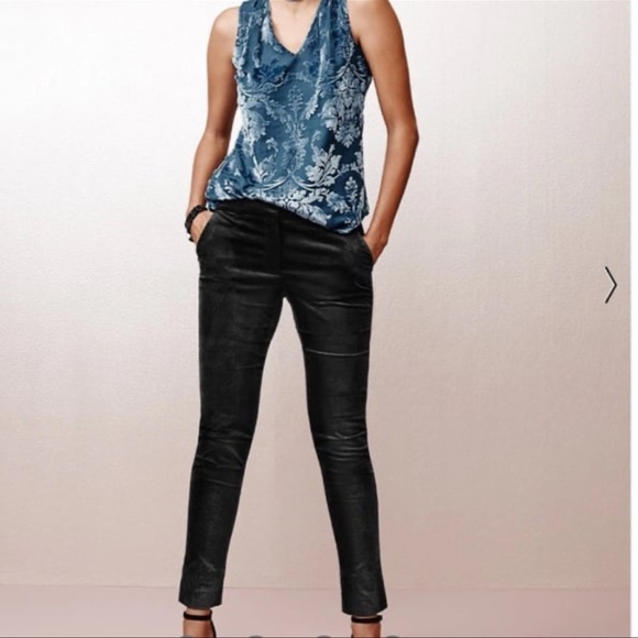 WHBM Black Velvet Slim Ankle Pants Size 10 - Picture 4 of 11